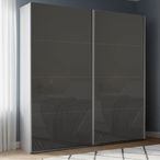 Rauch Beluga Extra 181cm 2 Door Sliding Wardrobe - Silk Grey and Basalt Glass