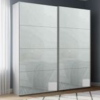 Rauch Beluga Extra 181cm 2 Door Sliding Wardrobe - Silk Grey and Silk Grey Glass