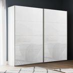 Rauch Beluga Extra 226cm 2 Door Sliding Wardrobe - Alpine White and White Glass