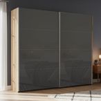 Rauch Beluga Extra 226cm 2 Door Sliding Wardrobe - Artisan Oak and Basalt Glass