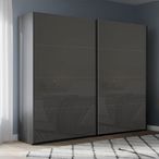 Rauch Beluga Extra 226cm 2 Door Sliding Wardrobe - Graphite and Basalt Glass