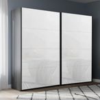 Rauch Beluga Extra 226cm 2 Door Sliding Wardrobe - Graphite and White Glass