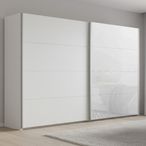 Rauch Beluga Extra 271cm 2 Door Sliding Wardrobe - Alpine White and White Glass