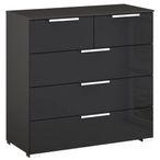Rauch Miramar 3+2 Drawer Chest - Graphite and Basalt Glass