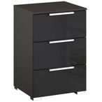 Rauch Miramar 3 Drawer Bedside Cabinet - Graphite and Basalt Glass