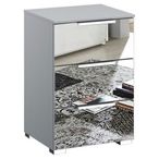 Rauch Miramar 3 Drawer Mirrored Bedside Cabinet - Silk Grey