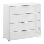 Rauch Miramar 4 Drawer Chest - Alpine White and Crystal White Glass