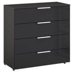 Rauch Miramar 4 Drawer Chest - Graphite and Basalt Glass
