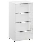 Rauch Miramar 4 Drawer Narrow Chest - Alpine White and Crystal White Glass