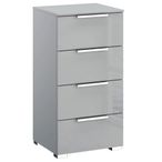 Rauch Miramar 4 Drawer Narrow Chest - Silk Grey and Silk Grey Glass
