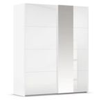 Rauch Miramar Type-1 181cm 2 Door Sliding Wardrobe with Mirror - Alpine White and Crystal White Glass