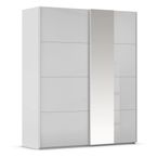 Rauch Miramar Type-1 181cm 2 Door Sliding Wardrobe with Mirror - Silk Grey and Silk Grey Glass