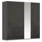 Rauch Miramar Type-1 226cm 2 Door Sliding Wardrobe with Mirror - Graphite and Basalt Glass