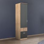 Rauch Celle Super 47cm 1 LH Door Wardrobe with Drawer - Sonoma Oak and Metallic Dark Grey