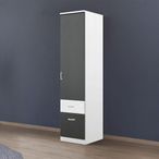 Rauch Celle Super 47cm 1 RH Door Wardrobe with Drawer - Alpine White and Metallic Dark Grey