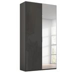 Rauch Miramar Type-5 101cm 2 Door Wardrobe with Mirror - Graphite and Basalt Glass