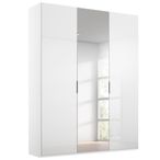 Rauch Miramar Type-5 151cm 3 Door Wardrobe with Mirror - Alpine White and Crystal White Glass