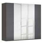 Rauch Miramar Type-5 251cm 5 Door Wardrobe with Mirror - Graphite and Basalt Glass