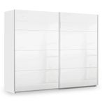 Rauch Miramar Type-3 271cm 2 Door Sliding Wardrobe - Alpine White and Crystal White Glass