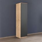 Rauch Celle Matt 47cm 1 LH Door Wardrobe - Sonoma Oak and Metallic Dark Grey