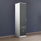 Rauch Celle Matt 47cm 1 LH Door Wardrobe with Drawer - Alpine White and Metallic Dark Grey