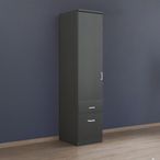 Rauch Celle Matt 47cm 1 LH Door Wardrobe with Drawer - Metallic Dark Grey