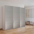 Rauch Kulmbach 203cm 3 Door Sliding Wardrobe - Alpine White and Grey High Gloss