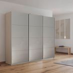 Rauch Kulmbach 203cm 3 Door Sliding Wardrobe - Champagne and Grey High Gloss
