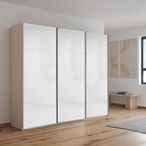 Rauch Kulmbach 203cm 3 Door Sliding Wardrobe - Champagne and White High Gloss