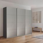 Rauch Kulmbach 203cm 3 Door Sliding Wardrobe - Metallic Dark Grey and Grey High Gloss