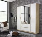Rauch Essensa 181cm White 4 Door Combi Wardrobe - Oak Carcase