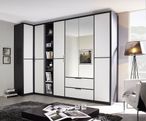 Rauch Essensa 314cm White 6 Door Combi L Shaped Wardrobe - Metallic Grey Carcase