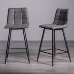 Mondrian Barstools - Set of 2 - Dark Grey Faux Leather - Black Legs