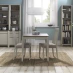 Bergen Grey Washed Oak Extending Dining Table Set - 2-4 Seater - 80cm-115cm - 2 Slatted Back Grey Bonded Leather Chairs