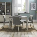 Bergen Grey Washed Oak Extending Dining Table Set - 2-4 Seater - 80cm-115cm - 4 Titanium Fabric Chairs