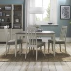 Bergen Grey Washed Oak Extending Dining Table Set - 4-6 Seater - 80cm-115cm - 4 Slatted Back Titanium Fabric Chairs