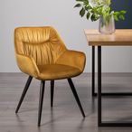 Dali Dining Chairs - Set of 2 - Mustard Velvet - Black Legs