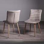Eriksen Dining Chairs - Set of 2 - Grey Velvet - Oak Effect Legs
