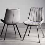 Fontana Dining Chairs - Set of 2 - Grey Velvet - Black Legs
