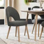 Dansk Scandi Oak Dining Chairs - Set of 2 - Upholstered - Cold Steel Fabric