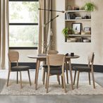 Dansk Scandi Oak Dining Table Set - Cold Steel Fabric Veneer Back Chairs
