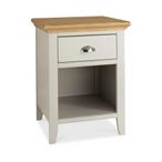 Hampstead Soft Grey & Pale Oak Bedside Cabinet - 1 Drawer