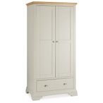 Hampstead Soft Grey & Pale Oak Wardrobe - 2 Door Combi