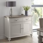 Montreux Narrow Sideboard - 2 Drawer - Grey Washed Oak & Soft Grey
