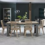 Oakham Dark Grey & Scandi Oak Extending Dining Table Set - 6-8 Seater - 180cm-225cm - 6 Ilva Spindle Chairs - Scandi Oak