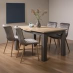 Oakham Scandi Oak Extending Dining Table Set - 4-6 Seater - 152cm-192cm - 4 Eriksen Grey Velvet Chairs