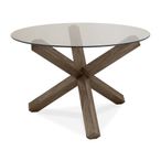 Turin Dark Oak Round Dining Table - 4 Seater - 120cm - Glass Top