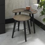 Vintage Weathered Oak & Peppercorn Nest of Lamp Tables - Set of 2