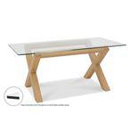 Turin Light Oak Dining Table - 6 Seater - 180cm - Glass Top