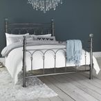 Krystal Antique Nickel Metal Bedstead - 4ft 6in Double